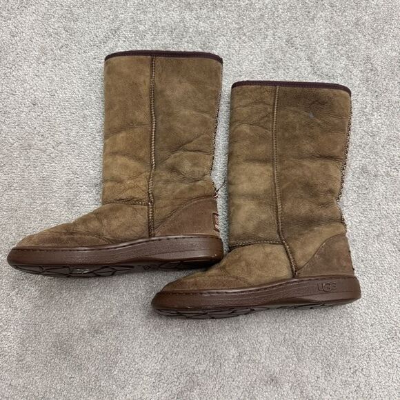 UGG Australia Wool Sheepskin Knee High Boots Women 8 Mens 7 Brown Winter Outdoor - Picture 1 of 16